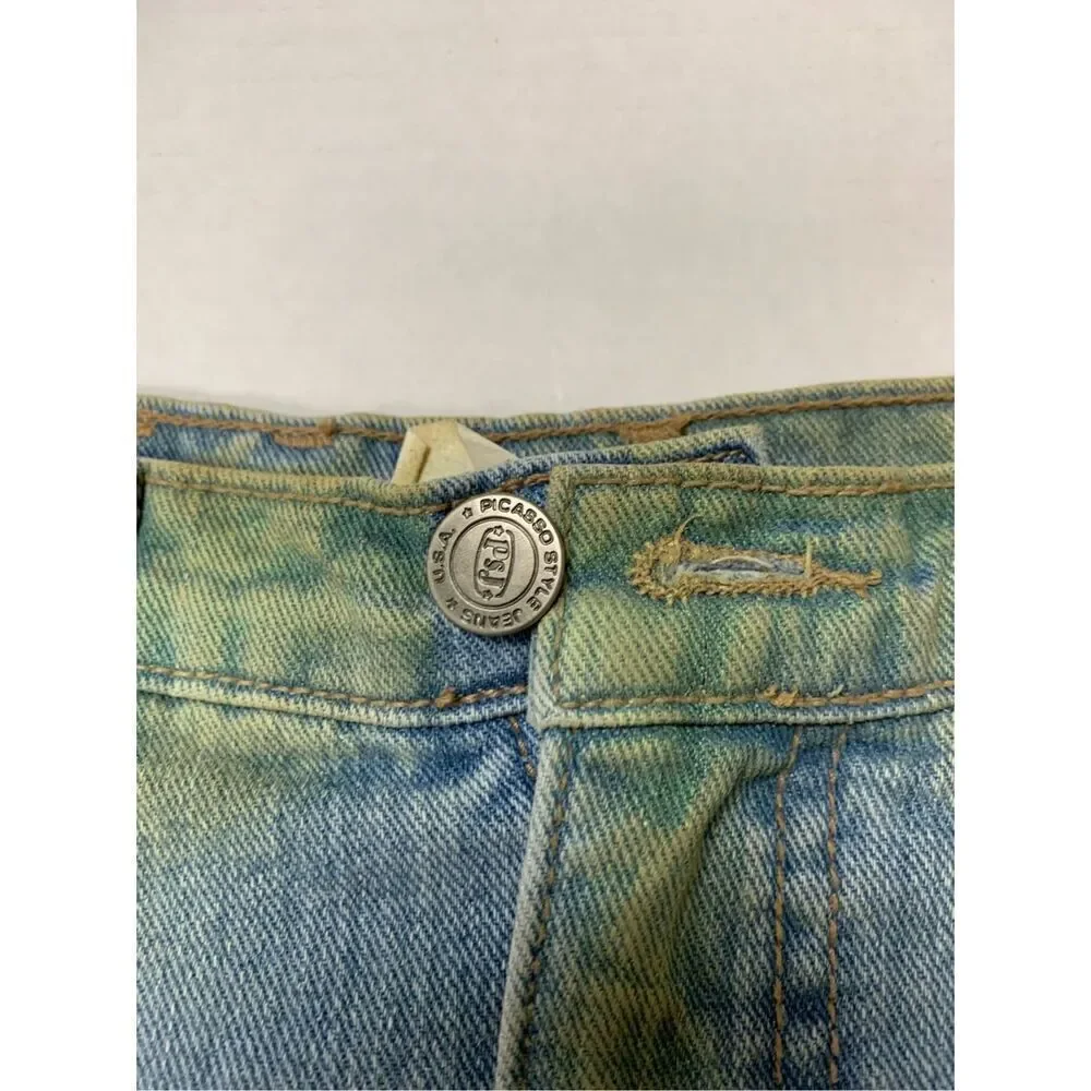 Distressed Worn Look Denim Skirt